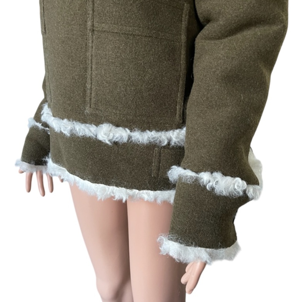 Zara SPRLS Collection khaki Wool Mix Shearling Jacket - Picture 9 of 16